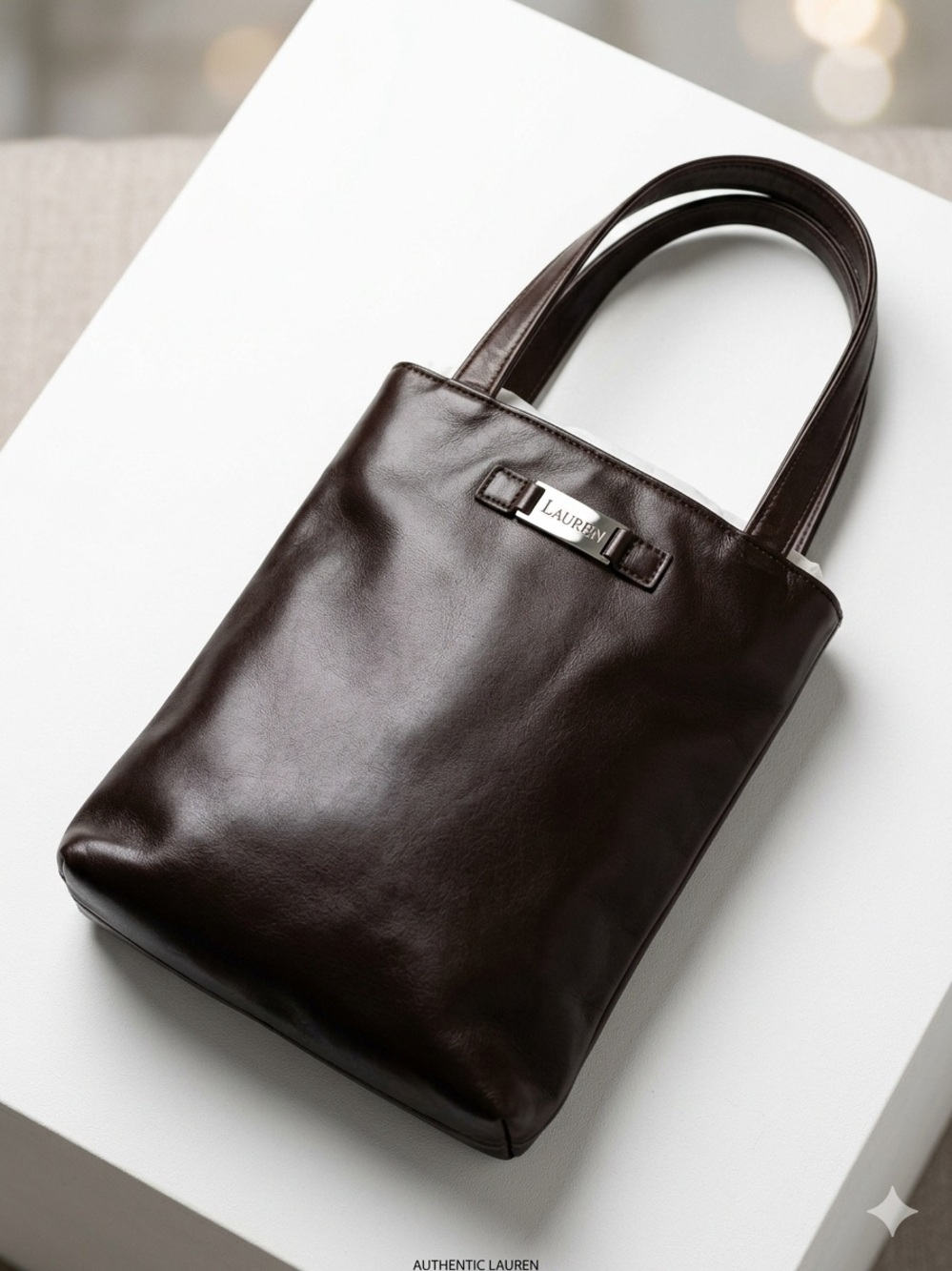 Lauren Ralph Lauren Chocolate Brown Leather Tote